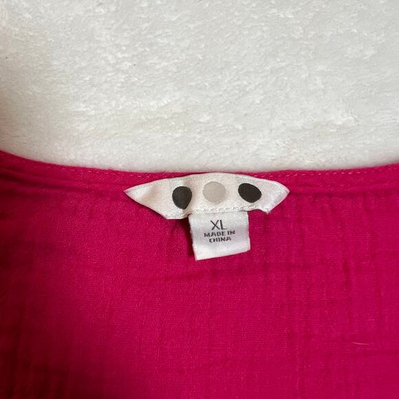 Three Dots V-Neck Cap Sleeve Gauze Flowy Blouse Size XL Cotton Summer Colorful - Picture 4 of 7